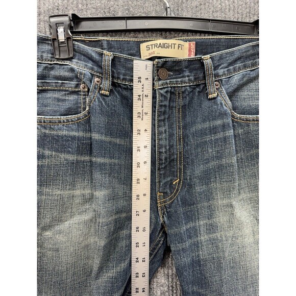 Levis 505 Jeans Mens 33x34 Blue Regular Straight Leg Denim 100% Cotton Dark Wash - Picture 8 of 11
